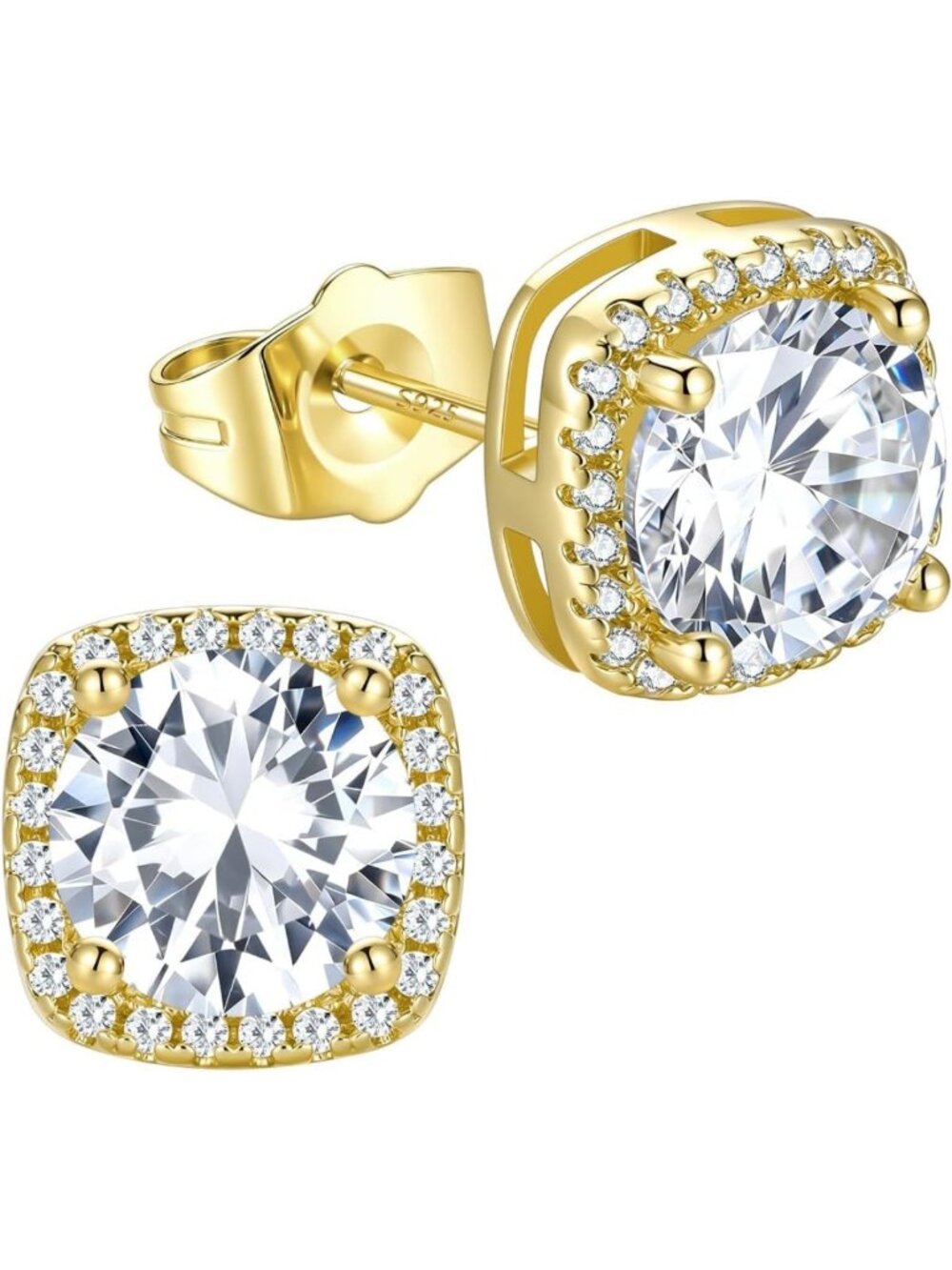 Cubic Zirconia Stud Earrings for Men, 925 Sterling Silver, Elegant & Stylish